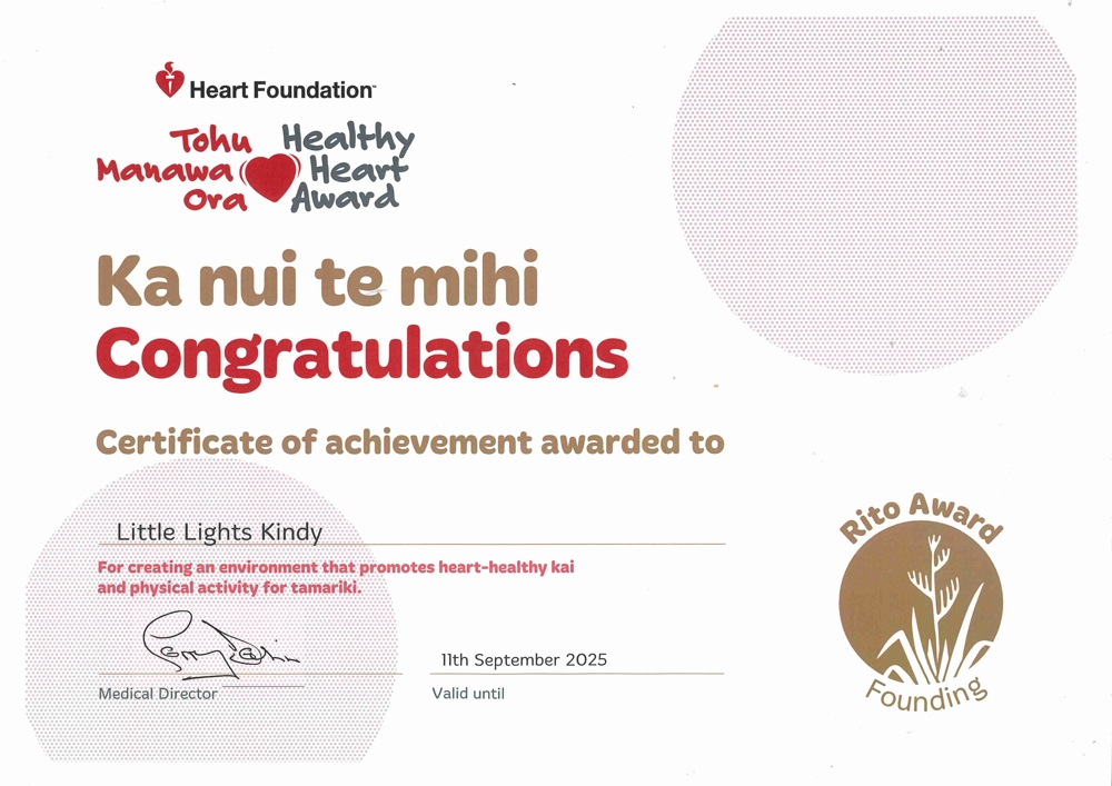 Healthy heart award 2024 for Little Lights Kindergarten